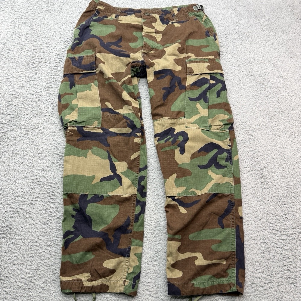 US Military Cargo Pants Mens Medium Short Woodland Camo BDU Trousers Hot Weather